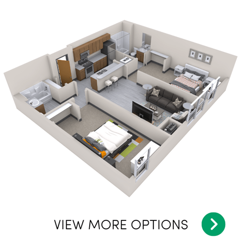 Floor plan for 2 beds, 2 baths, 870 sqft